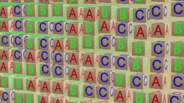 Soyut ahşap alfabe küpleri