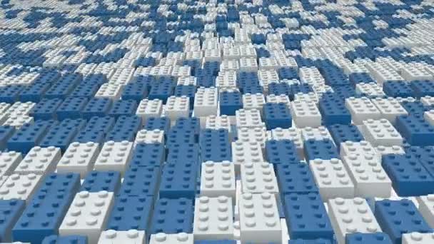 Abstract toy blocks in blue and white — Stock Video