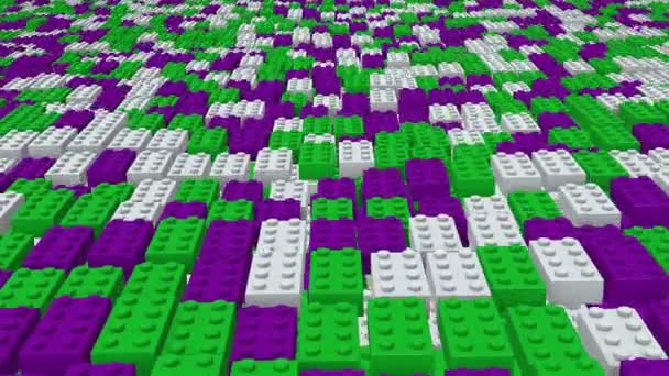 Blocos de brinquedos abstratos em verde, roxo e branco — Vídeo de Stock