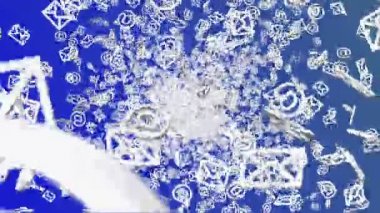 Mavi üzerine beyaz uçan zarflar simgeleri