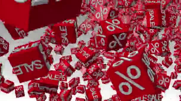 Abstract cubes with inscription Sale and percent in red — Stock Video