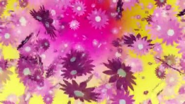 Sarı uçan pembe çiçekler