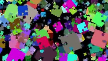 Soyut puzzle parçaları çeşitli renklerde