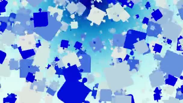 Abstraktní puzzle kousky v modré barvě na bílém pozadí