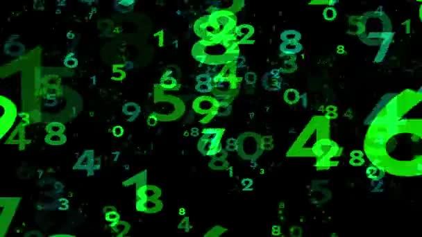 Voando números verdes em preto — Vídeo de Stock