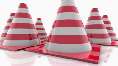 Trafik konileri beyaz üzerine kırmızı çizgili