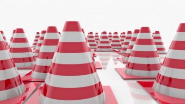 Trafik konileri kırmızı çizgili satırlar