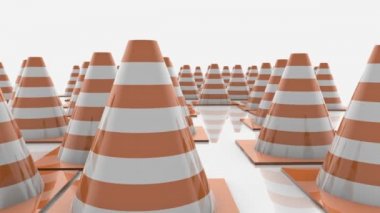 Trafik konileri turuncu çizgili satırlar