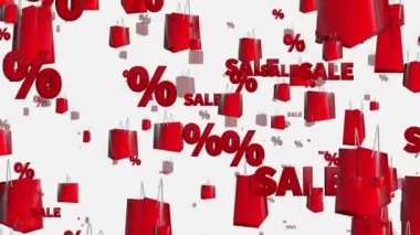 Satış ve beyaz yüzdeleri ile alışveriş torbaları