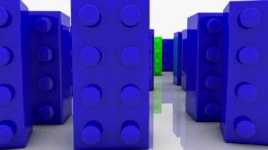 Oyuncak bloklar halinde mavi ve yeşil