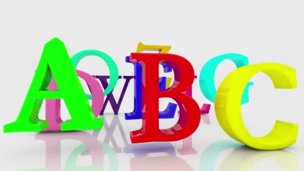 Lettres abstraites en différentes couleurs sur blanc — Video