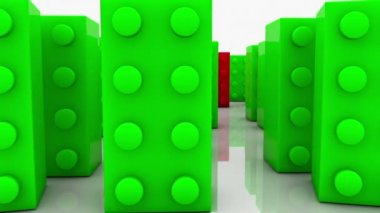 Yeşil ve kırmızı oyuncak blokları