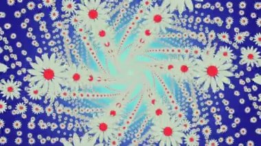 Mavi uçan beyaz çiçekler