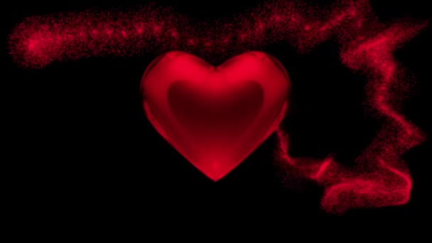 在红色在黑色的心 — 图库视频影像