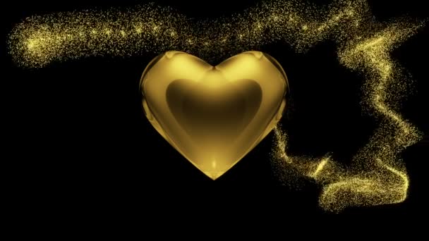 Hjärta i guld på svart — Stockvideo