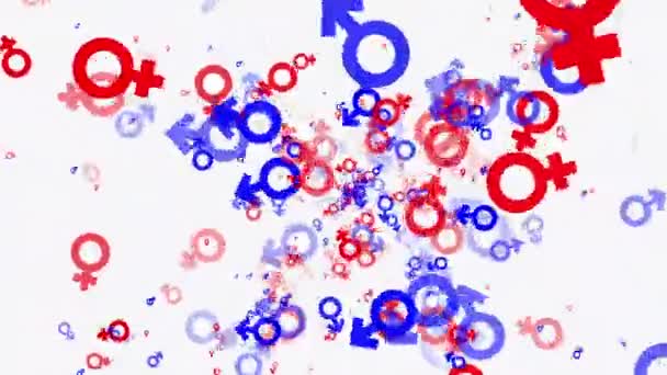 Піктограми гендерних символів червоно-синіх кольорів — стокове відео