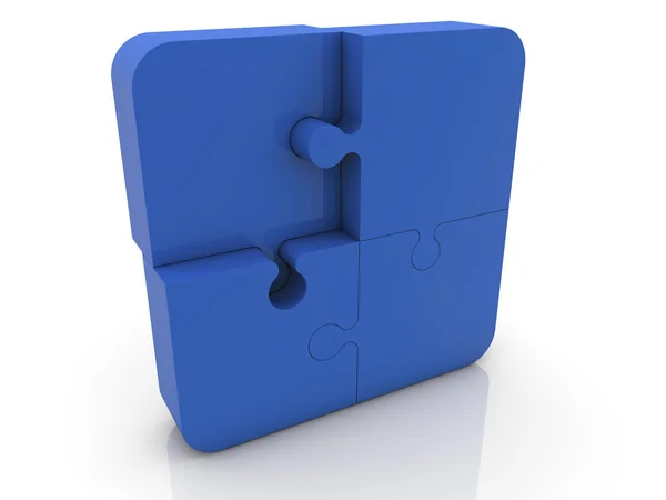 Puzzle pieces in blue color on white — Stock Photo, Image