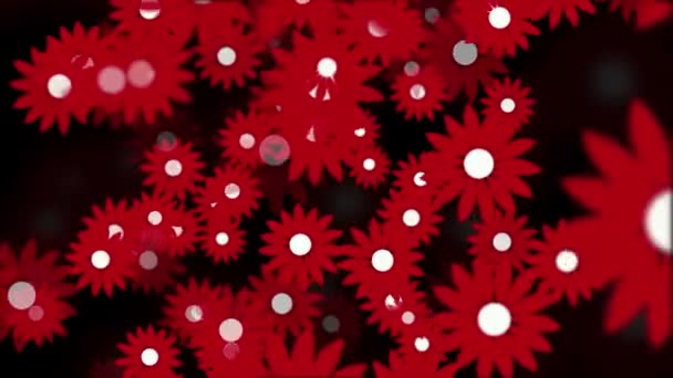 Fond abstrait avec des fleurs tournantes en rouge 