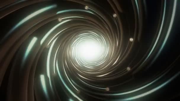 Абстрактная вращающаяся спираль со светом в конце — стоковое видео