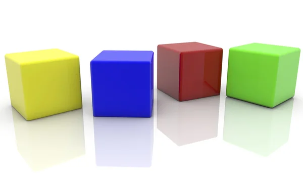 다양 한 색상 4 큐브 — 스톡 사진