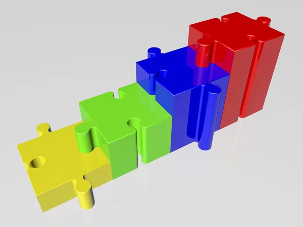 Koncepcja z puzzlami w różnych kolorach — Zdjęcie stockowe