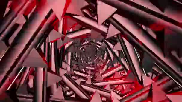 Túnel giratorio con picos en color rojo oscuro — Vídeo de stock