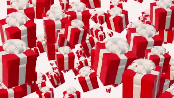 Fliegende Geschenkboxen in rot — Stockvideo