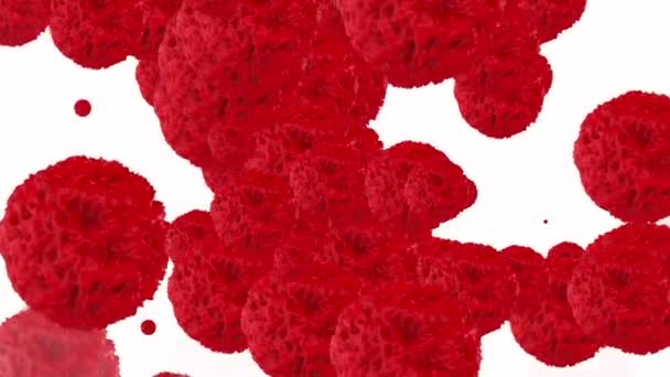 Abstract vliegen, roterende ballen in het rood — Stockvideo