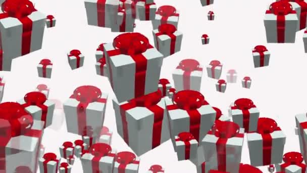 Scatole regalo volanti in bianco su bianco — Video Stock