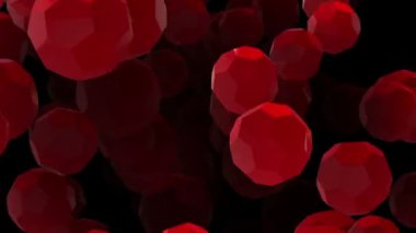 Siyah üzerine kırmızı topları uçan