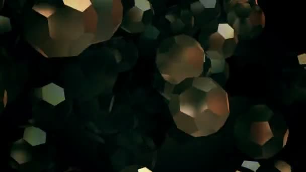 Volar bolas de oro en negro — Vídeos de Stock