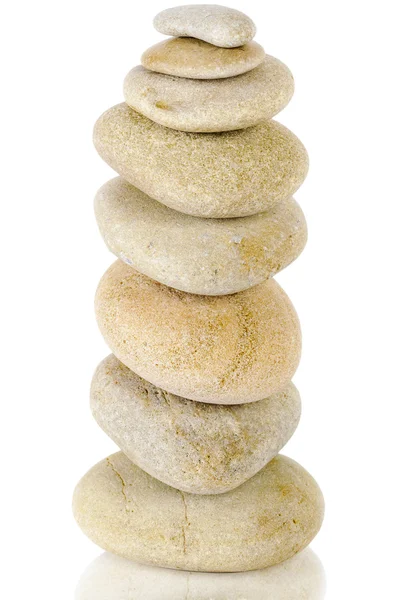 Balanced stack of different stones on white background — Stock Photo, Image