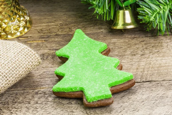Christmas gingerbreads on wooden table — Stock Photo, Image