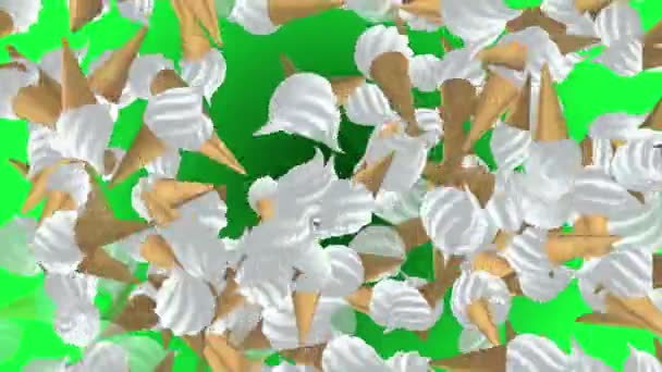 Fliegendes Eis auf Grün — Stockvideo