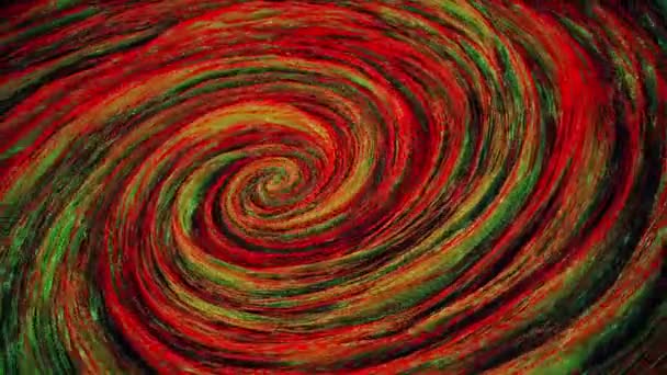 Espiral giratoria abstracta en colores rojo, verde y negro — Vídeos de Stock