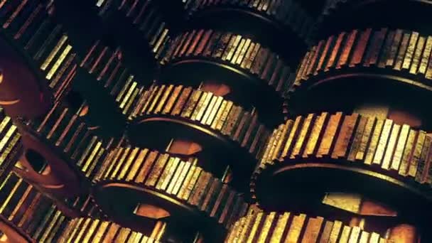 Engranajes de metal giratorios en oro vintage — Vídeo de stock