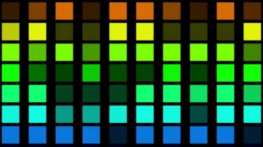 Mavi, yeşil, turuncu ve sarı renklerde yanıp sönen kareler