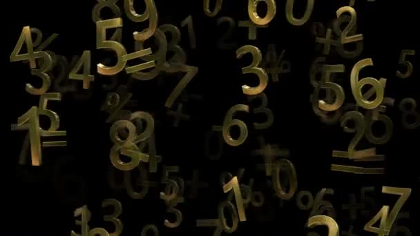 Flying numbers in gold color — Stock Video