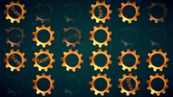 Rotating gears with the message TEAM — Stock Video
