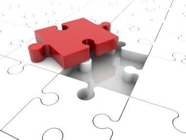 Kırmızı ve beyaz renklerde puzzle parçaları