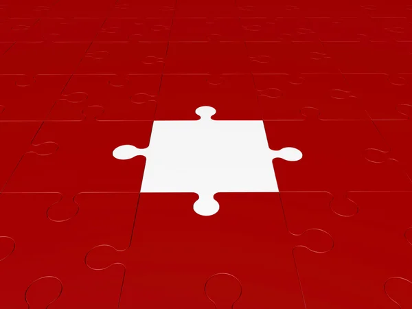Puzzle pieces in red and white colors — Stock Photo, Image