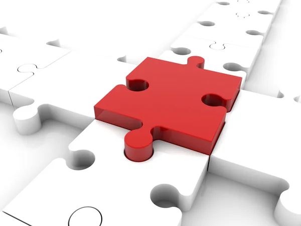 Konzept mit Puzzleteilen in Rot und Weiß — Stockfoto