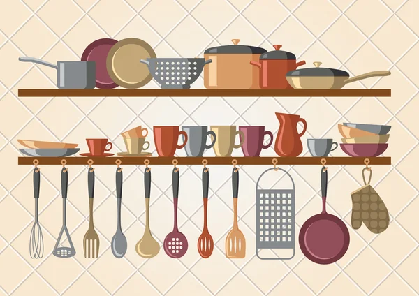 Retro mutfak rafları ve mutfak aletleri