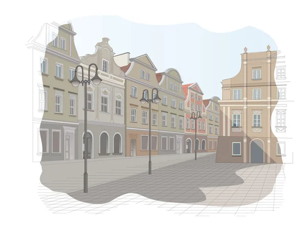 Old town square in Poland — Stock Vector