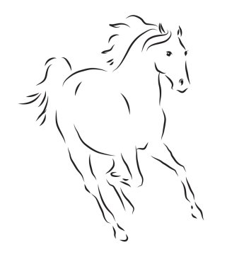 sketch of galloping horse  clipart