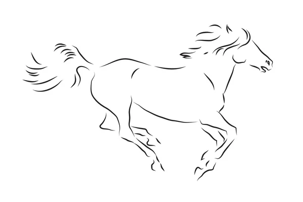 Schizzo della sagoma del cavallo al galoppo — Vettoriale Stock