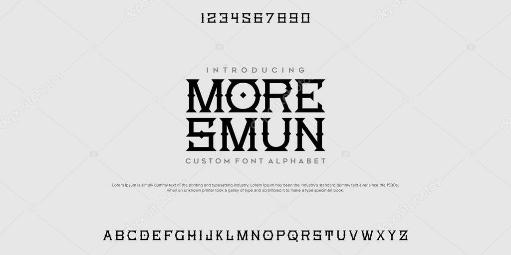 Elegant font letter alphabet set. Classic black lettering Typographic Font. uppercase with numbers. vector illustration