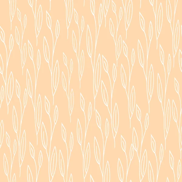 Motif sans couture avec feuilles vectorielles dessinées à la main, ornement moderne, illustration en style doodle pour tissu, emballage et textile, impression nature minimaliste, motif botanique abstrait pour papier peint et design — Image vectorielle