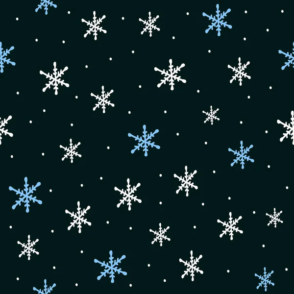 Бесшовный узор со снежинками и звездами ручной работы, рождественская масса и декоративная иллюстрация для оберточной бумаги, дизайн упаковки и печати на ткани, праздничные обои — стоковый вектор