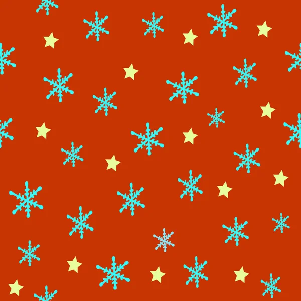 Бесшовный узор со снежинками и звездами ручной работы, рождество и декоративные иллюстрации для оберточной бумаги, дизайн упаковки и печати на ткани, праздничные обои — стоковый вектор